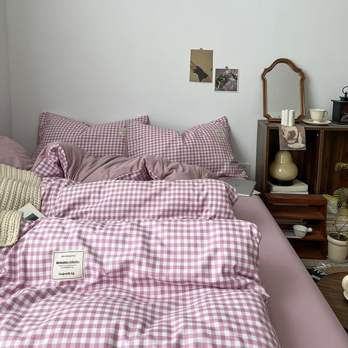 Roomtery Dusty Purple Gingham Bedding Set