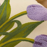 Roomtery Embroidered Colorful Tulips Cushion Cover, view 3