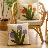 Roomtery Embroidered Colorful Tulips Cushion Cover, view 4