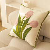 Roomtery Embroidered Colorful Tulips Cushion Cover, view 6