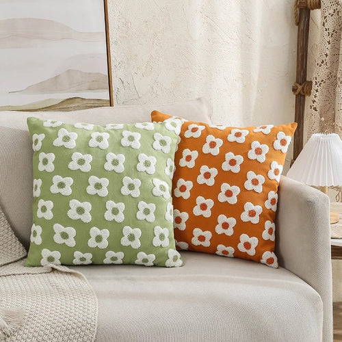 Roomtery Embroidered Daisies Cushion Cover