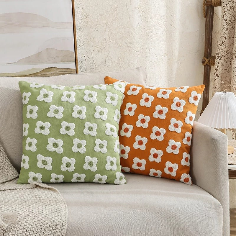 Roomtery Embroidered Daisies Cushion Cover