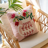 Roomtery Embroidered Flowers in a Vase Cushion Cover, view 5