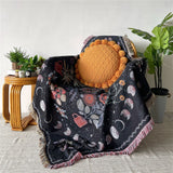 Roomtery Floral Moon Phases Woven Throw Blanket, view 5