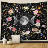 Roomtery Floral Triple Moon Phases Tapestry, view 3