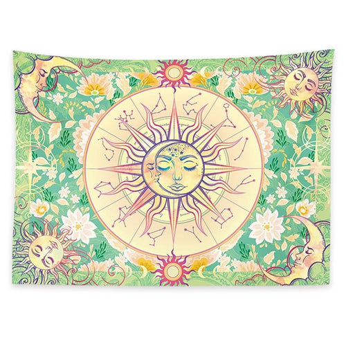 Roomtery Floral Zodiac Sun & Moon Tapestry