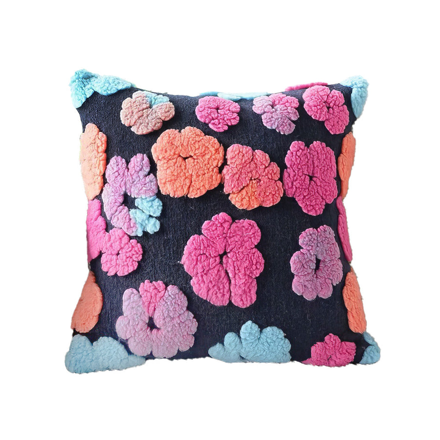 Roomtery Fluffy Flowers Retro Cushion Cover