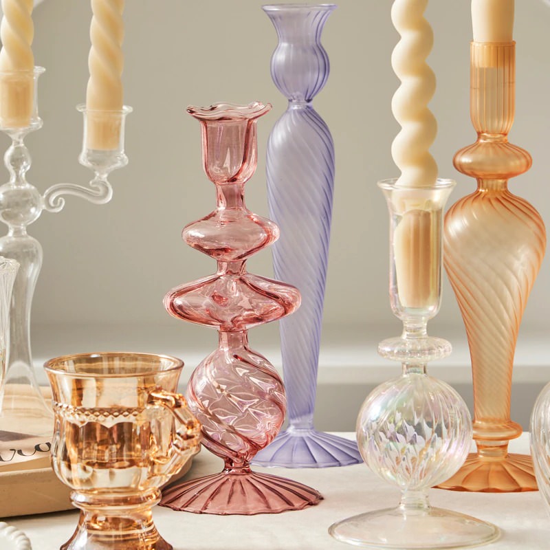 Roomtery French Vintage Glass Candle Holder