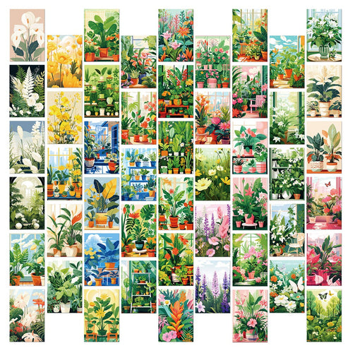 Roomtery Fresh Green Flowers Wall Collage Cards Kit