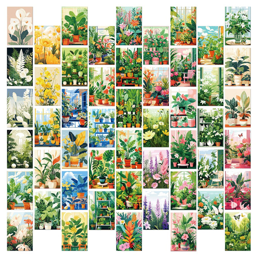 Roomtery Fresh Green Flowers Wall Collage Cards Kit