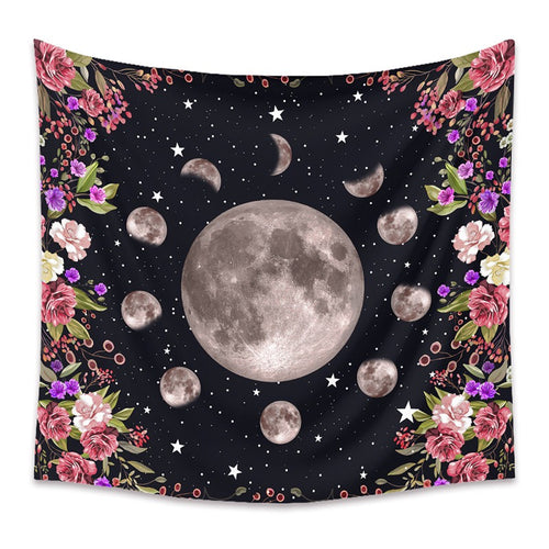 Roomtery Full Moon Flowers Tapestry
