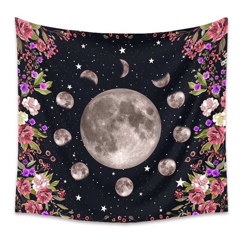 Roomtery Full Moon Flowers Tapestry
