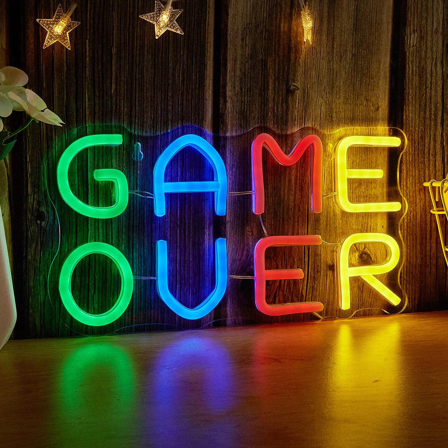 Roomtery Game Over Multicolor LED Neon Sign