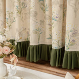 Roomtery Garden Print Curtain with Forest Green Ruffle Trim, view 2