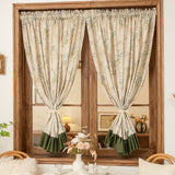 Roomtery Garden Print Curtain with Forest Green Ruffle Trim, view 3