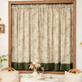 Roomtery Garden Print Curtain with Forest Green Ruffle Trim, view 4