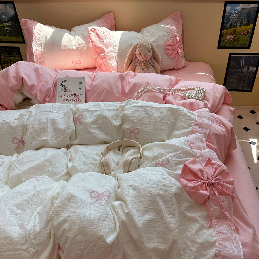 Roomtery Giant Bow Coquette Aesthetic Bedding Set