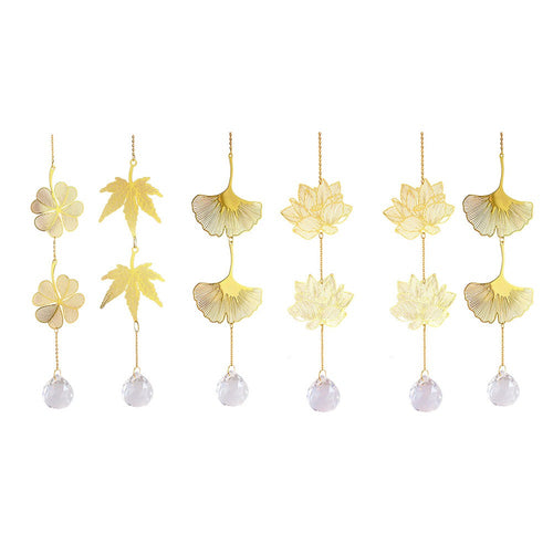 Roomtery Golden Leaves Crystal Suncatcher