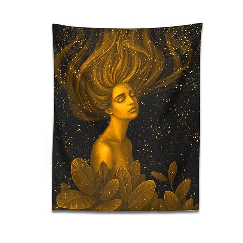 Roomtery Golden Stardust Girl Tapestry