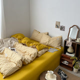 Roomtery Golden Yellow Gingham Bedding Set, view 5