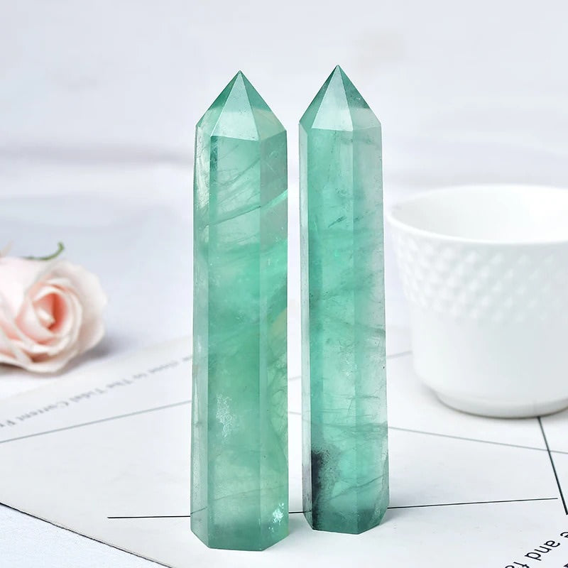 Roomtery Green Fluorite Crystal Tower
