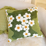 Roomtery Green Garden Daisies Embroidered Cushion Cover, view 2