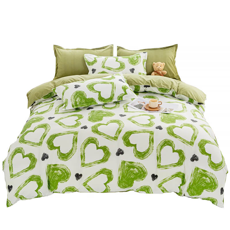 Roomtery Green Hearts Bedding Set