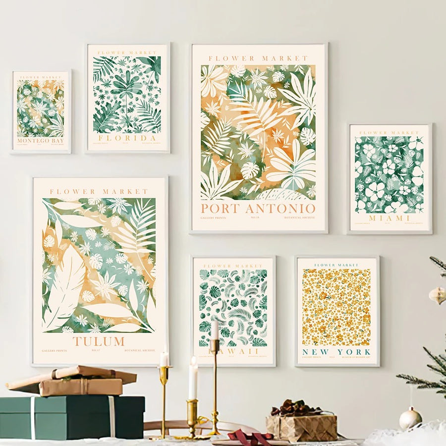 Roomtery Green Leaves Herbarium Canvas Posters