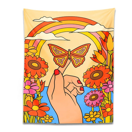 Roomtery Hand with Butterfly Indie Art Tapestry