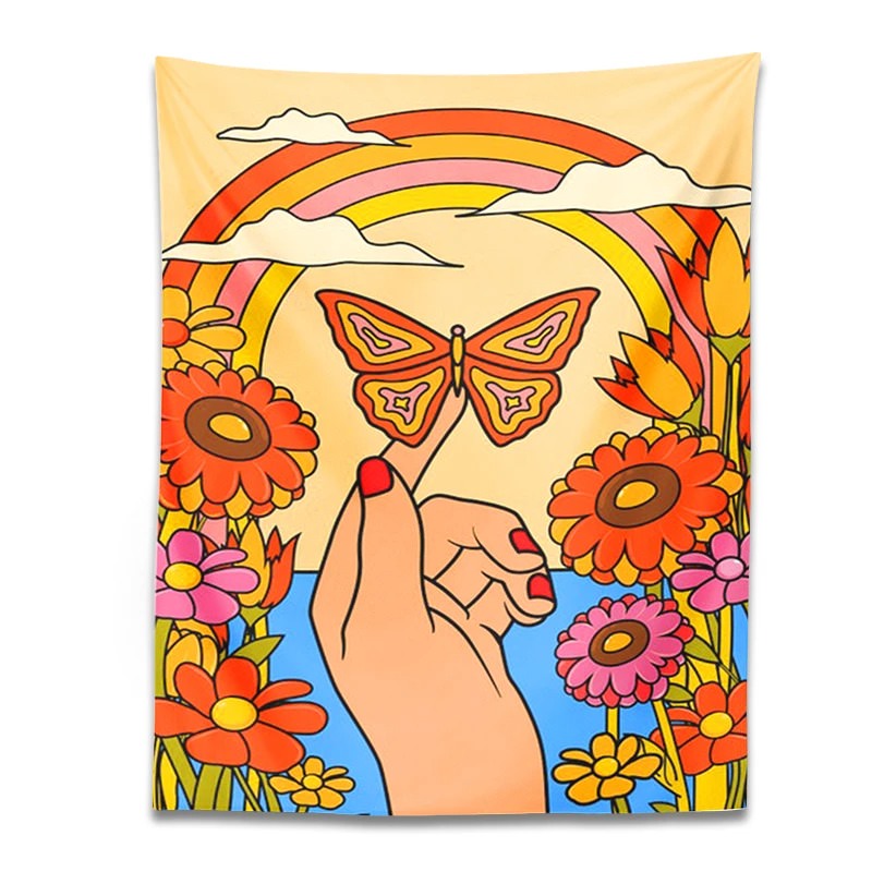 Roomtery Hand with Butterfly Indie Art Tapestry