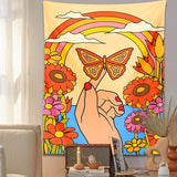 Roomtery Hand with Butterfly Indie Art Tapestry, view 2