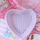 Roomtery Heart-Shaped Pastel Woven Storage Basket, view 6
