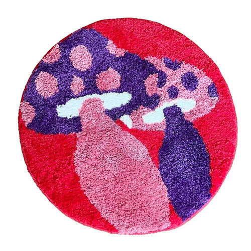 Roomtery Indie Mushrooms Round Accent Rug
