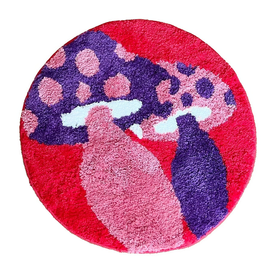 Roomtery Indie Mushrooms Round Accent Rug