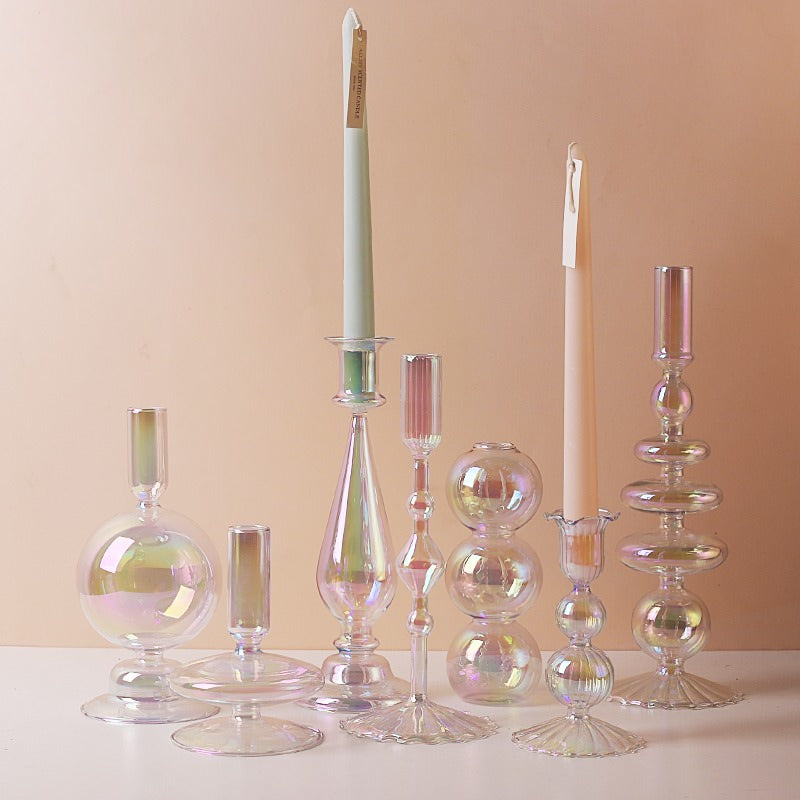 Roomtery Iridescent Glass Candle Holder