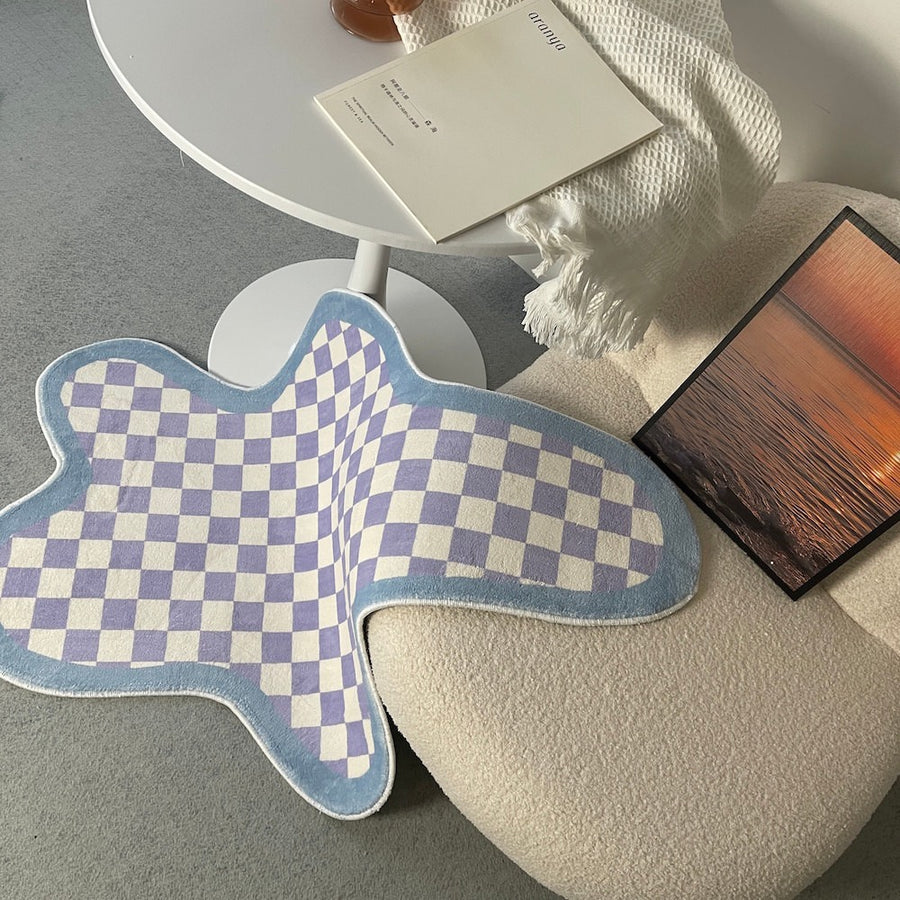 Roomtery Irregular Blob Checkered Accent Rug