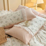 Roomtery Kawaii Grandma Pink Plaid Bedding Duvet Cover Set, view 2