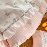 Roomtery Kawaii Grandma Pink Plaid Bedding Duvet Cover Set, view 5