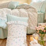 Roomtery Kawaii Grandma Blue Plaid Bedding Duvet Cover Set, view 5