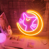 Roomtery Kawaii Moon Cat Neon Sign, view 2