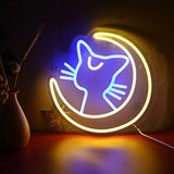 Roomtery Kawaii Moon Cat Neon Sign, view 6