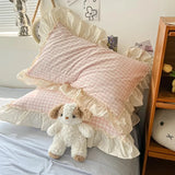 Roomtery Kawaii Pastel Plaid Ruffle Bedding Set, view 4