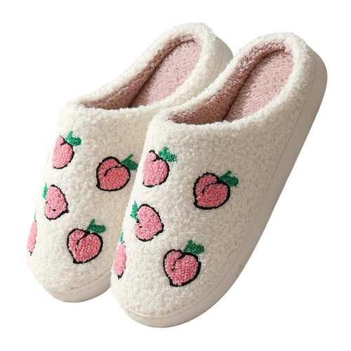 Roomtery Kawaii Peaches Soft Plush House Slippers
