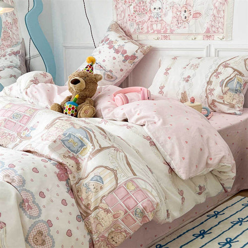 Roomtery Kawaii Teddy Tea Party Bedding Set
