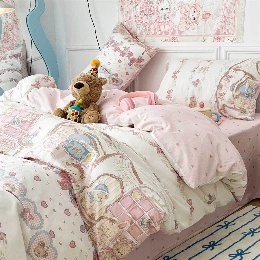 Roomtery Kawaii Teddy Tea Party Bedding Set