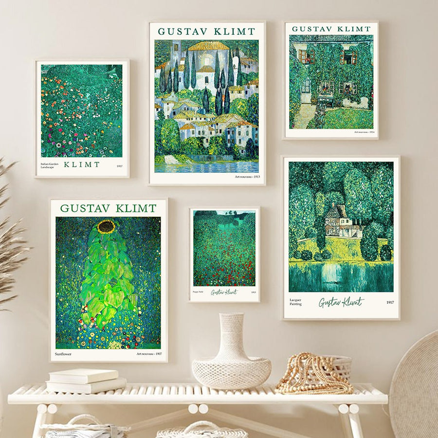 Roomtery Klimt Green Art Hoe Canvas Posters