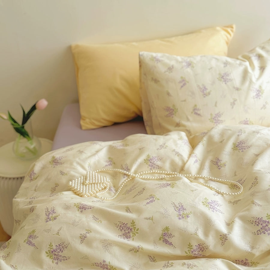 Roomtery Lavender Bloom Floral Cotton Bedding Set