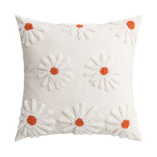 Roomtery Light Beige Tufted Flower Cushion Cover