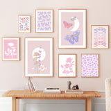 Roomtery Light Purple Butterflies Canvas Posters, view 2