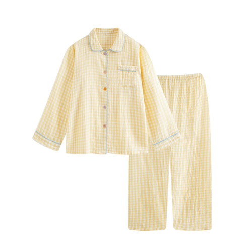 Roomtery Long-Sleeve Pastel Gingham Pajama Set